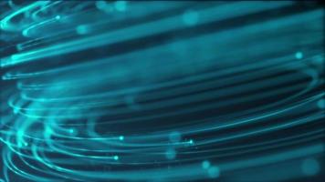 Digital data flow motion background animation with a fast moving stream of flowing green fiber optic light data nodes and particles. This modern technology background is full HD and a seamless loop. video