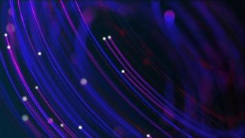 Digital data flow motion background animation with a fast moving stream of blue and pink fiber optic light data nodes and particles. This modern technology background is full HD and a seamless loop. video