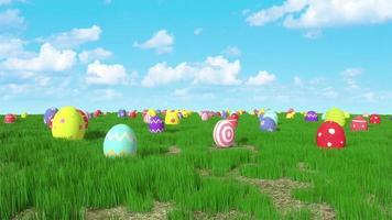 Pasen eieren gras veld- achtergrond lus video