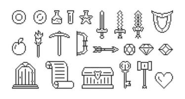 Magic game  icon in pixel style. Set of retro pixelated icons. vector