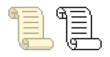 Magic Scroll icon in pixel style. Retro pixelated icons. vector