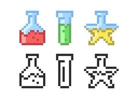 Magic potions  icon in pixel style. Set of retro pixelated icons. vector