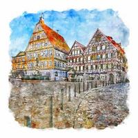 Leonberg Germany Watercolor sketch hand drawn illustration vector