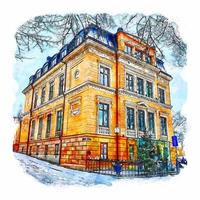 Uppsala Sweden Watercolor sketch hand drawn illustration vector