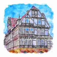 Goslar Germany Watercolor sketch hand drawn illustration vector