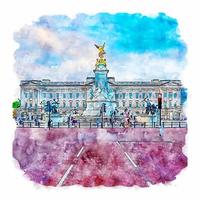 London United Kingdom Watercolor sketch hand drawn illustration vector