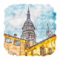 Novara Italy Watercolor sketch hand drawn illustration vector