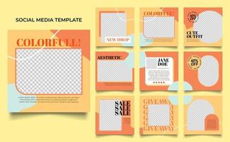 social media template banner fashion sale promotion in brown yellow color vector