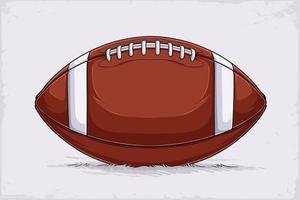 Hand drawn American football Ball isolated on white background. Rugby ball, sports accessory with lacing vector