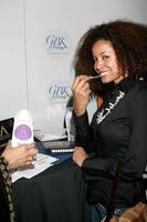 Mari MorrowAfrican Ancestry test for DNA being done by swabbing her cheekGBK Gifting SuiteThompson HotelBeverly Hills CAJanuary 11 20082008 photo