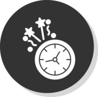 New Year Clock Vector Icon Design