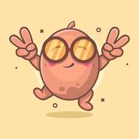 linda kiwi Fruta personaje mascota con paz firmar mano gesto aislado dibujos animados en plano estilo diseño vector