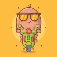 cool kiwi fruit character mascot with riding scooter motorcycle isolated cartoon in flat style design vector
