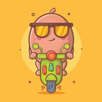 frio kiwi Fruta personaje mascota con montando scooter motocicleta aislado dibujos animados en plano estilo diseño vector