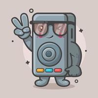 funny speaker audio character mascot with peace sign hand gesture isolated cartoon in flat style design vector