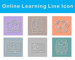 en línea aprendizaje vector icono conjunto