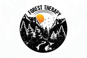 bosque terapia-naturaleza es mi terapia t camisa diseño vector