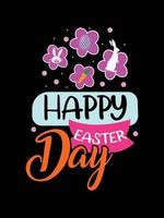 Easter day typography egg lettering t-shirt design holiday greeting cute bunny vector art