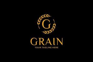 Grain with letter g wheat luxury gold logo inspiration vector