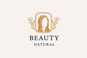 Beauty woman natural line art logo design vector