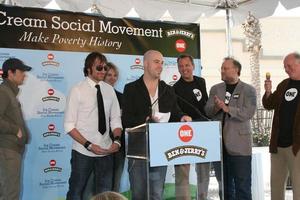 Josh Steely, Ben Cohen of Ben and Jerry s, Jerry Greenfield of Ben and Jerry s, Joey Barnes, Chris Daughtry, Brian Craddock, Josh Paul and David Lane CEO and president of ONE Ben and Jerry s Press Conference Supporting ONE Burbank, CA April 7, 2008 photo