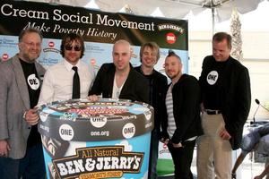 Josh Steely, Jerry Greenfield of Ben and Jerry s, Joey Barnes, Chris Daughtry, Brian Craddock, Josh Paul and David Lane CEO and president of ONE Ben and Jerry s Press Conference Supporting ONE Burbank, CA April 7, 2008 photo