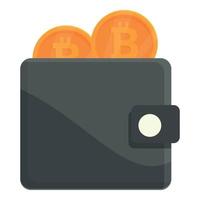 Bitcoin wallet icon cartoon vector. Crypto money vector