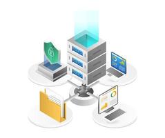 Endpoint security server network isometric flat 3d illustration concept vector