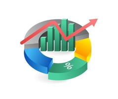 Isometric flat 3d illustration concept of dividing target business bar chart vector