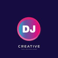 DJ  initial logo With Colorful template vector. vector