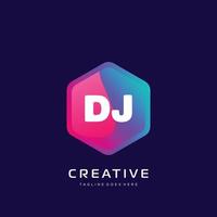 DJ  initial logo With Colorful template vector. vector