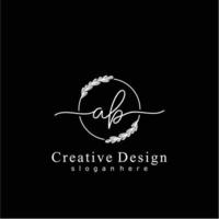 Initial AB beauty monogram and elegant logo design, handwriting logo of initial signature, wedding, fashion, floral and botanical logo concept design. vector