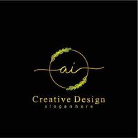 Initial AI beauty monogram and elegant logo design, handwriting logo of initial signature, wedding, fashion, floral and botanical logo concept design. vector