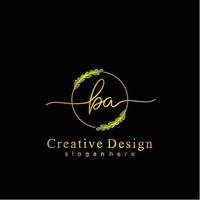 Initial BA beauty monogram and elegant logo design, handwriting logo of initial signature, wedding, fashion, floral and botanical logo concept design. vector