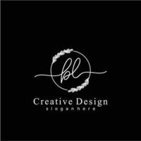 Initial BL beauty monogram and elegant logo design, handwriting logo of initial signature, wedding, fashion, floral and botanical logo concept design. vector
