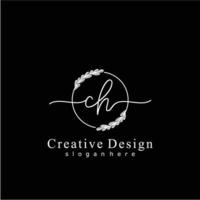 Initial CH beauty monogram and elegant logo design, handwriting logo of initial signature, wedding, fashion, floral and botanical logo concept design. vector