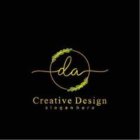 Initial DA beauty monogram and elegant logo design, handwriting logo of initial signature, wedding, fashion, floral and botanical logo concept design. vector