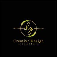 Initial DG beauty monogram and elegant logo design, handwriting logo of initial signature, wedding, fashion, floral and botanical logo concept design. vector
