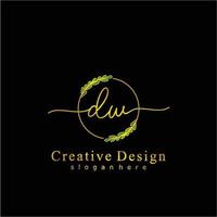 Initial DW beauty monogram and elegant logo design, handwriting logo of initial signature, wedding, fashion, floral and botanical logo concept design. vector