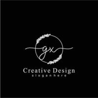 Initial GX beauty monogram and elegant logo design, handwriting logo of initial signature, wedding, fashion, floral and botanical logo concept design vector