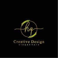 inicial hq belleza monograma y elegante logo diseño, escritura logo de inicial firma, boda, moda, floral y botánico logo concepto diseño vector