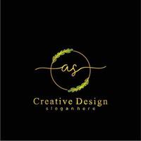 Initial AS beauty monogram and elegant logo design, handwriting logo of initial signature, wedding, fashion, floral and botanical logo concept design. vector