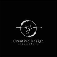 Initial CJ beauty monogram and elegant logo design, handwriting logo of initial signature, wedding, fashion, floral and botanical logo concept design. vector