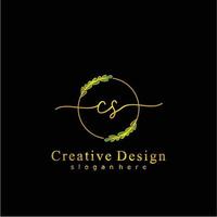 Initial CS beauty monogram and elegant logo design, handwriting logo of initial signature, wedding, fashion, floral and botanical logo concept design. vector