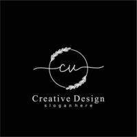 Initial CV beauty monogram and elegant logo design, handwriting logo of initial signature, wedding, fashion, floral and botanical logo concept design. vector