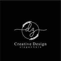 inicial dz belleza monograma y elegante logo diseño, escritura logo de inicial firma, boda, moda, floral y botánico logo concepto diseño. vector