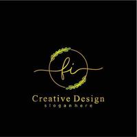 Initial FI beauty monogram and elegant logo design, handwriting logo of initial signature, wedding, fashion, floral and botanical logo concept design vector