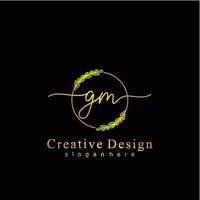 Initial GM beauty monogram and elegant logo design, handwriting logo of initial signature, wedding, fashion, floral and botanical logo concept design vector