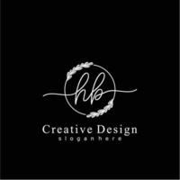 Initial HB beauty monogram and elegant logo design, handwriting logo of initial signature, wedding, fashion, floral and botanical logo concept design vector