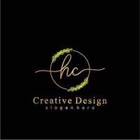 Initial HC beauty monogram and elegant logo design, handwriting logo of initial signature, wedding, fashion, floral and botanical logo concept design vector